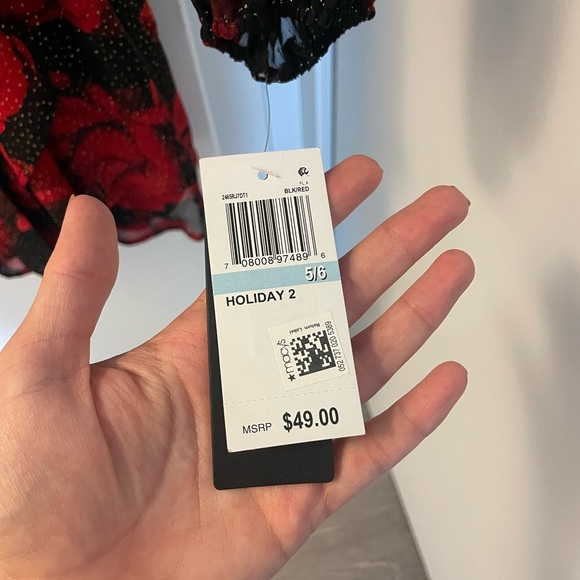 Juniors' Printed Faux-Wrap Long-Sleeve Dress 5-6 - Picture 4 of 5